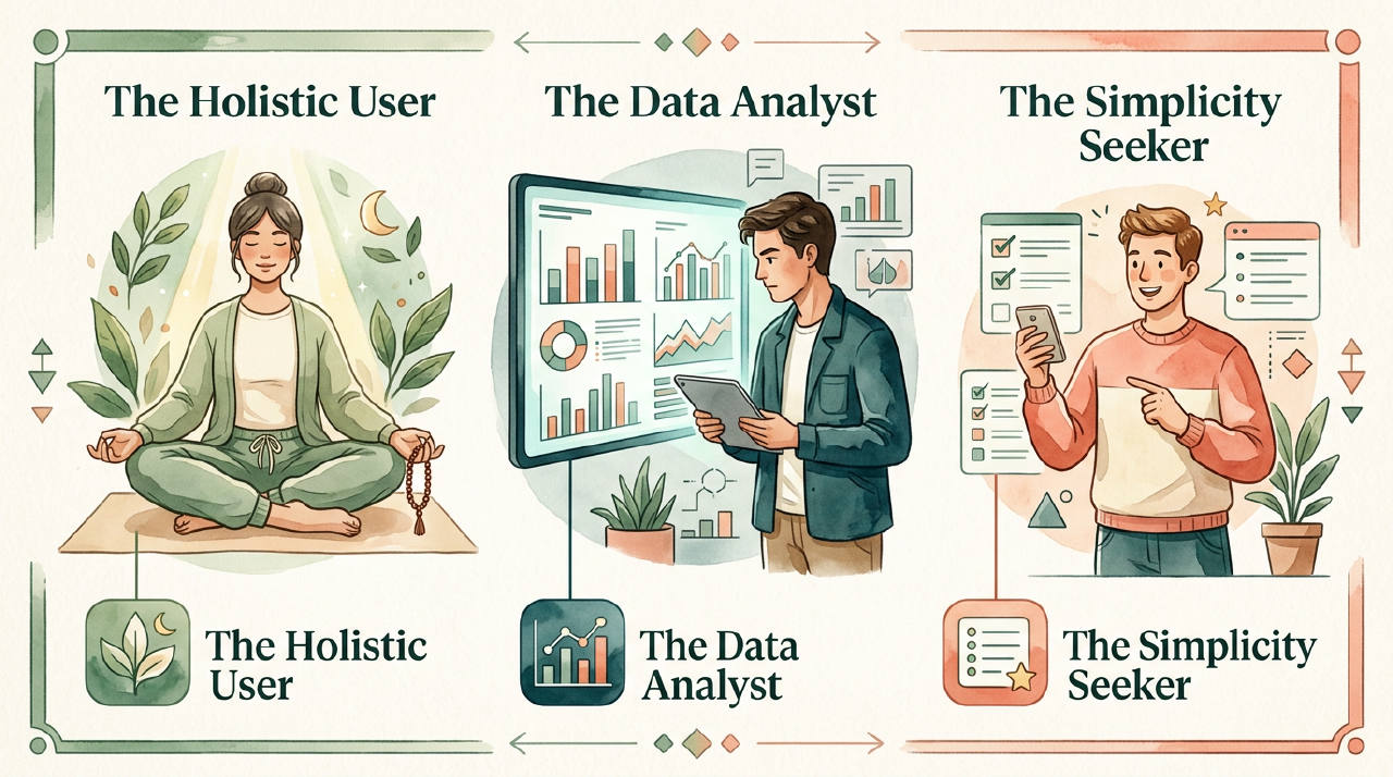 Three user personas linked to different app styles.