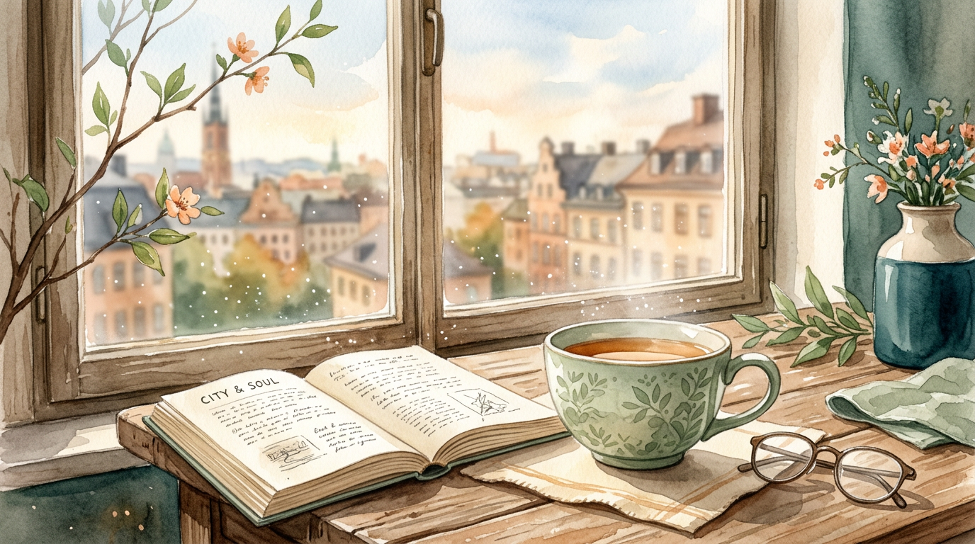 یک صبح آرام با چای و کتاب، نمادی از فلسفه‌ی زندگی آهسته